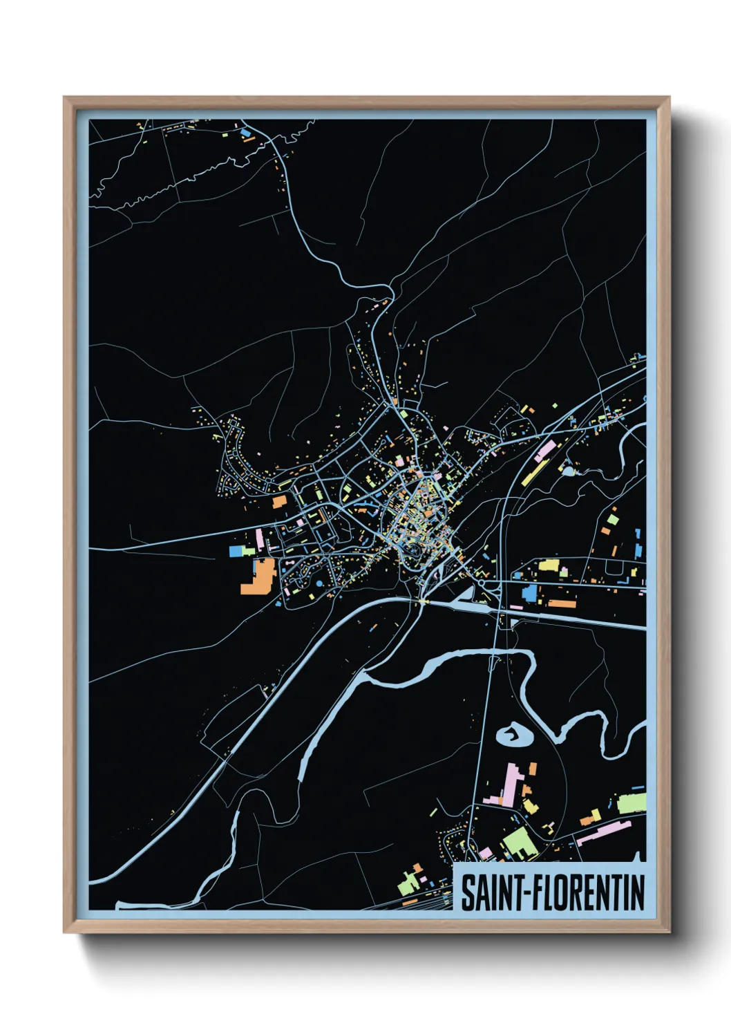 Une affiche de carte sur Saint-Florentin