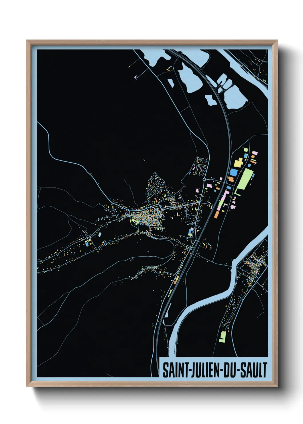 Une affiche de carte sur Saint-Julien-du-Sault