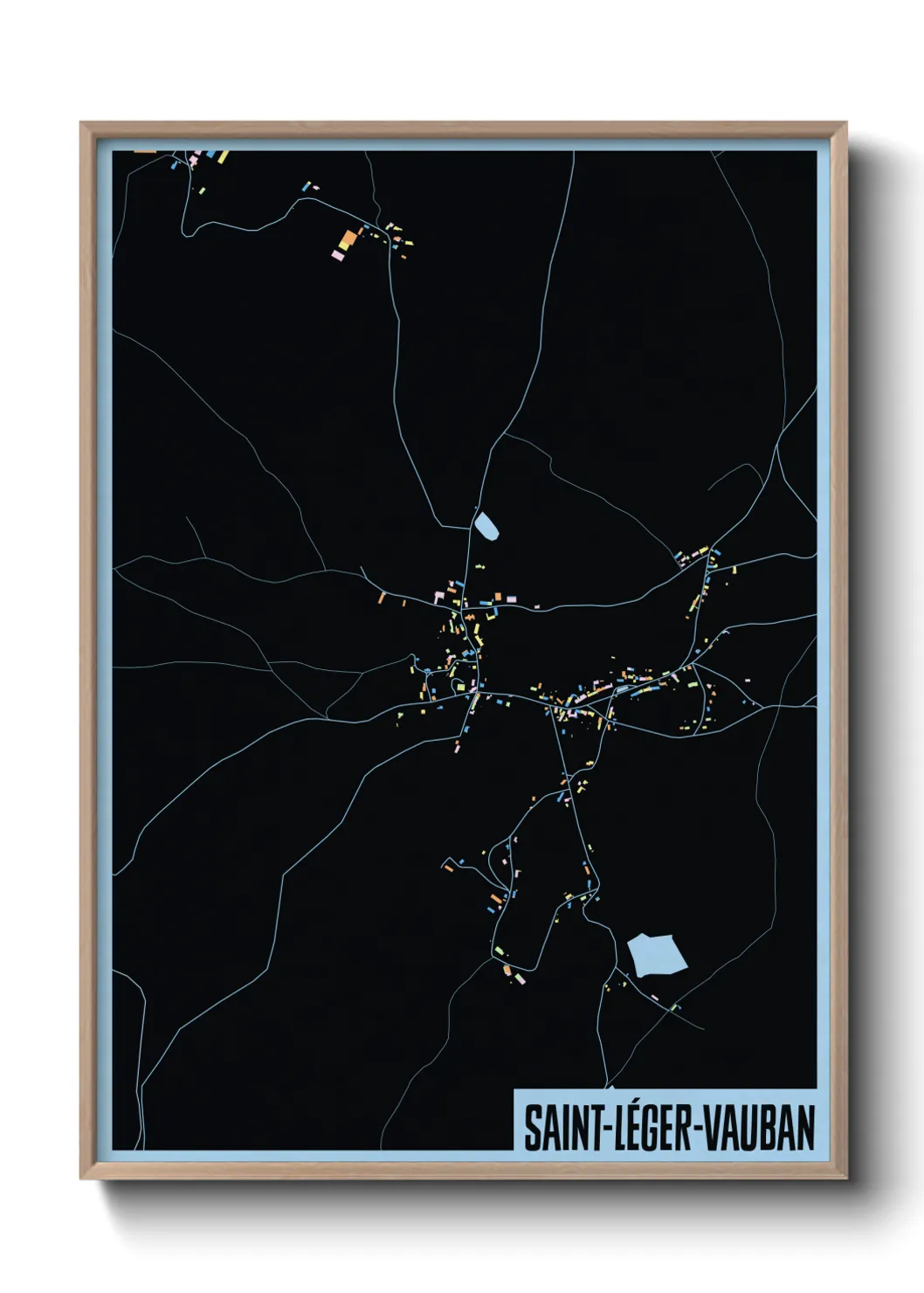 Une affiche de carte sur Saint-Léger-Vauban