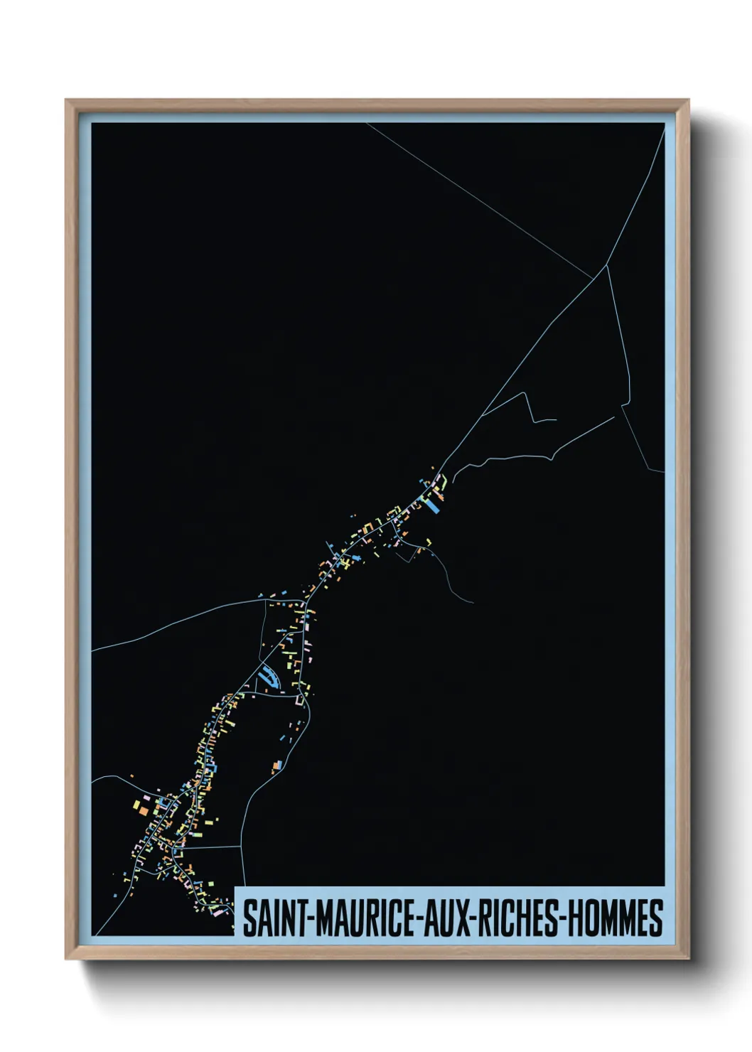 Une affiche de carte sur Saint-Maurice-aux-Riches-Hommes