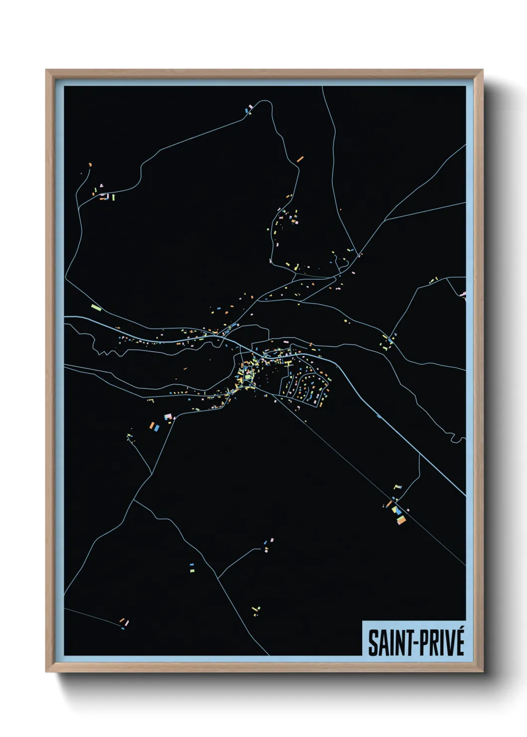 Une affiche de carte sur Saint-Privé