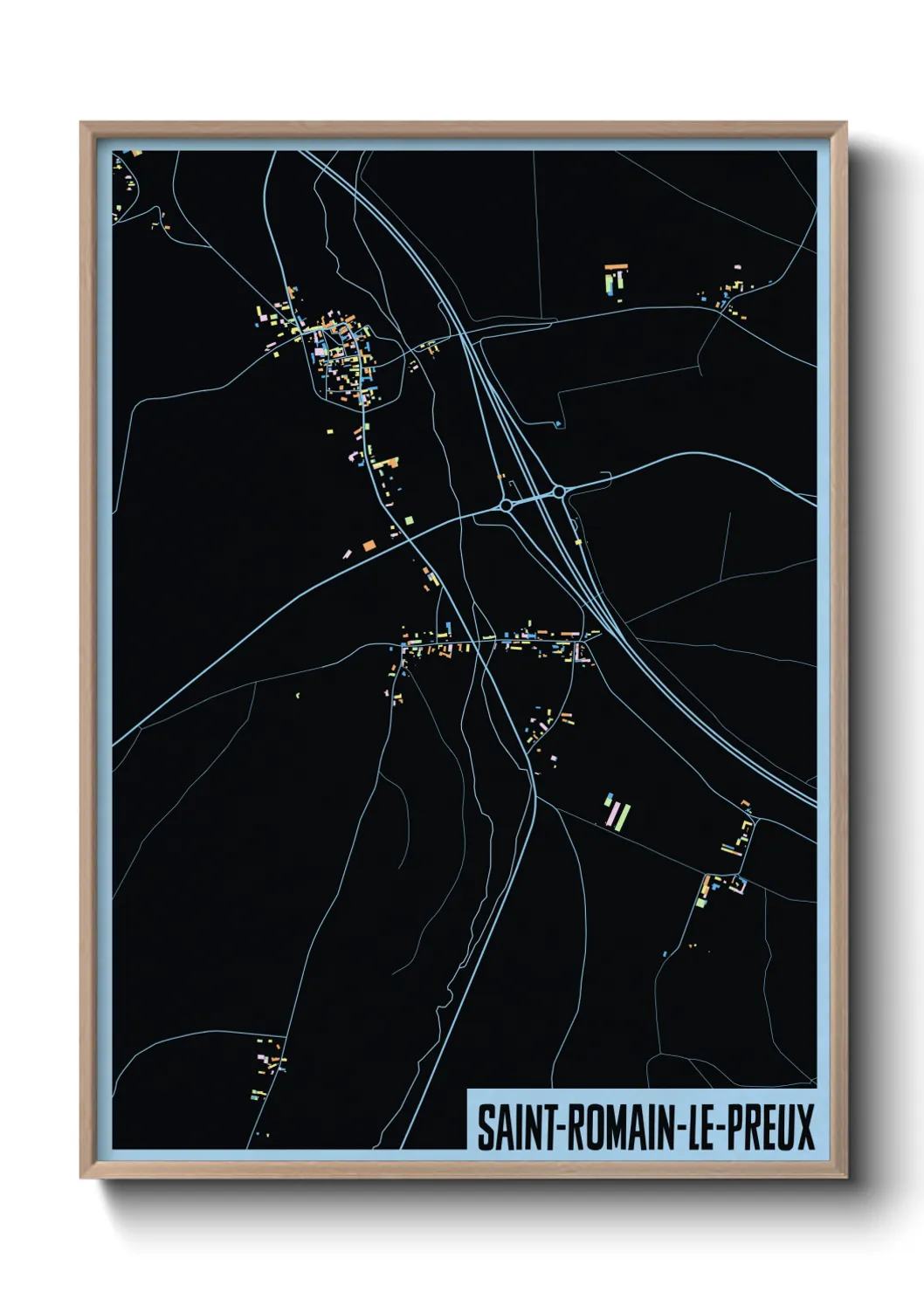 Une affiche de carte sur Saint-Romain-le-Preux