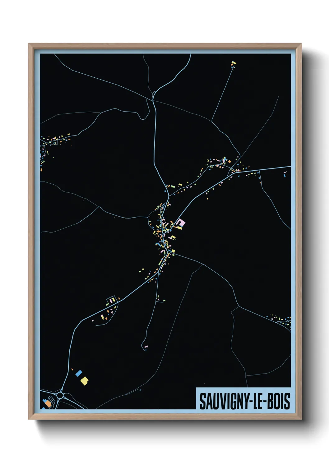 Une affiche de carte sur Sauvigny-le-Bois