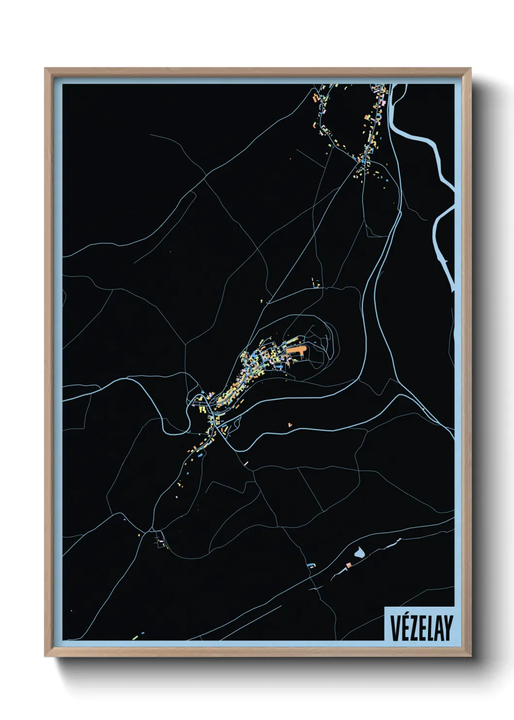 Une affiche de carte sur Vézelay