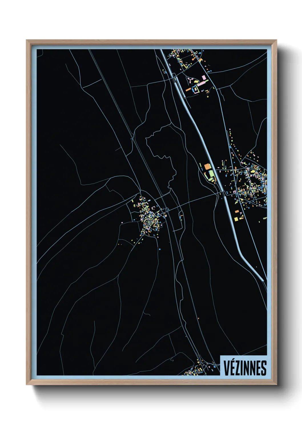 Une affiche de carte sur Vézinnes