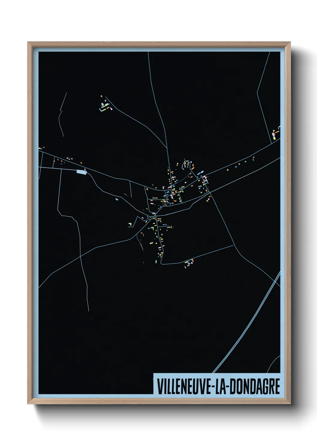 Une affiche de carte sur Villeneuve-la-Dondagre