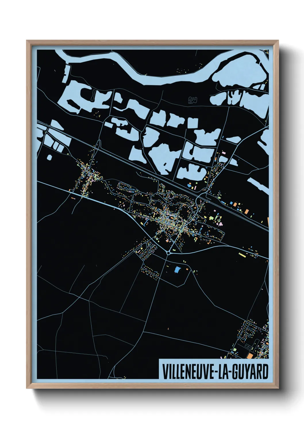 Une affiche de carte sur Villeneuve-la-Guyard