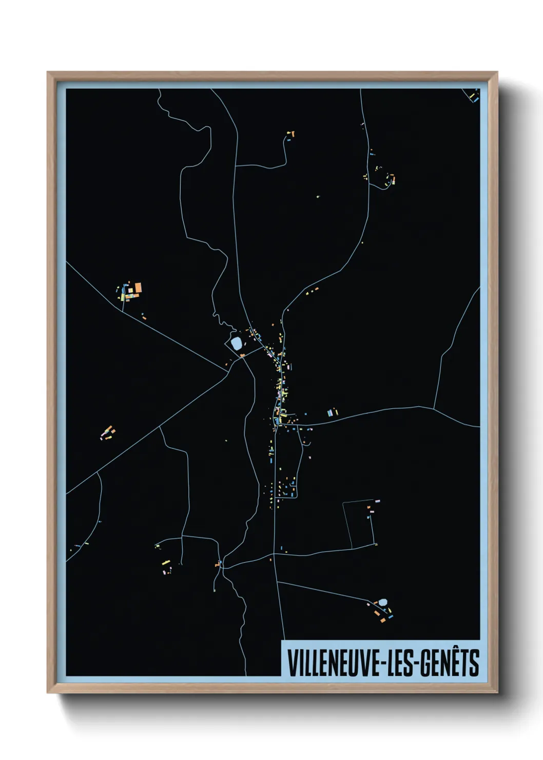 Une affiche de carte sur Villeneuve-les-Genêts