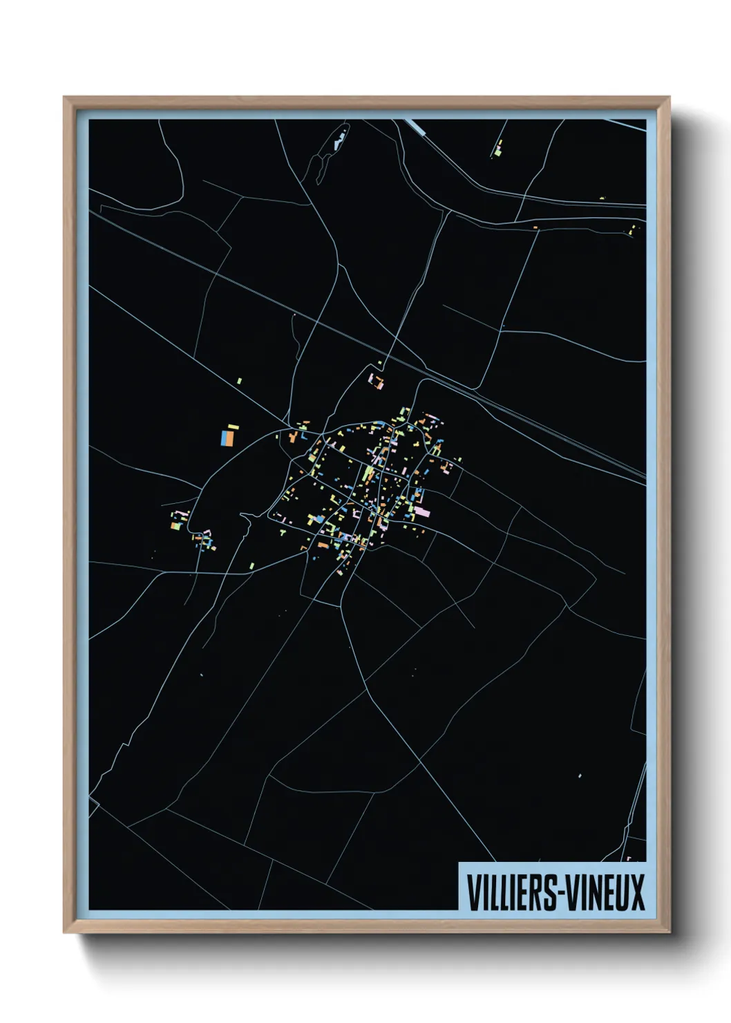 Une affiche de carte sur Villiers-Vineux