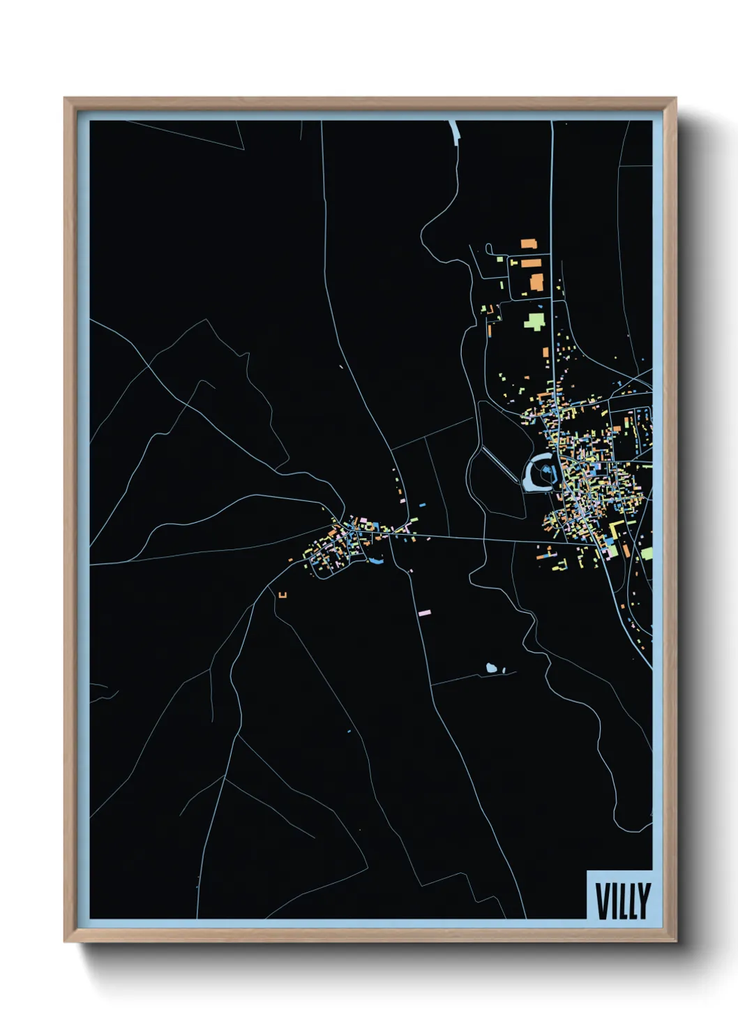 Une affiche de carte sur Villy