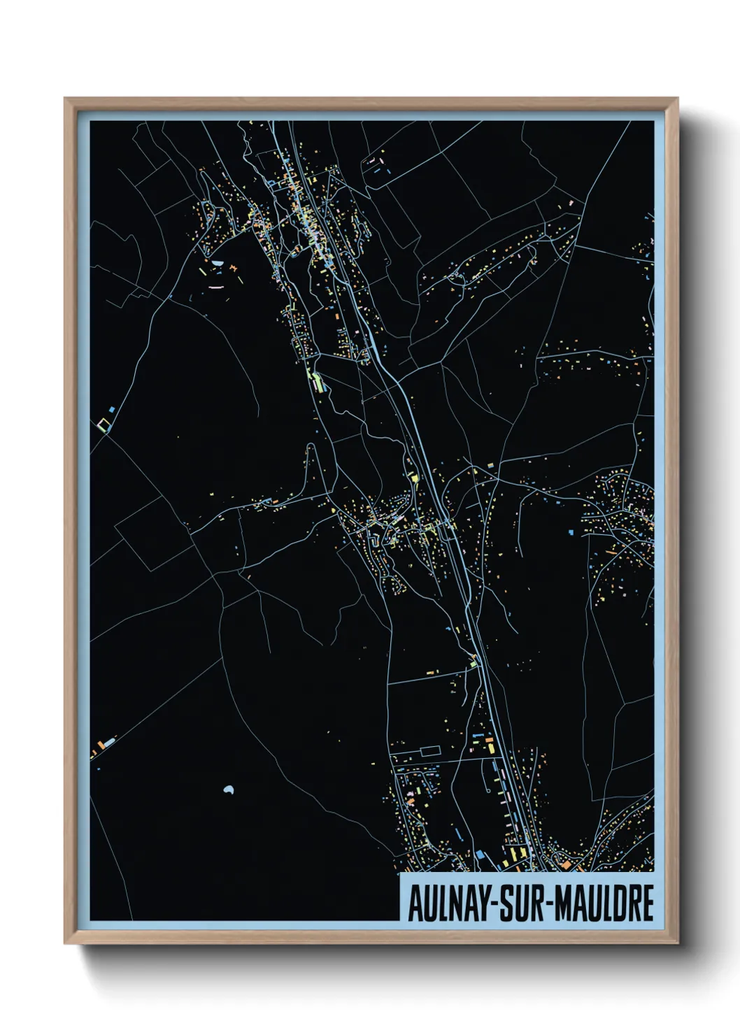 Une affiche de carte sur Aulnay-sur-Mauldre