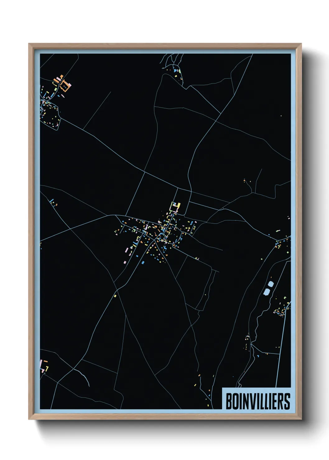 Une affiche de carte sur Boinvilliers