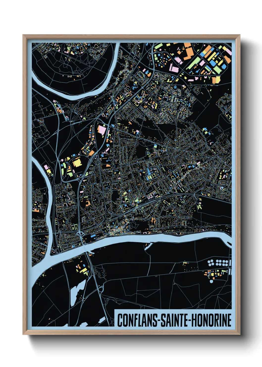 Une affiche de carte sur Conflans-Sainte-Honorine