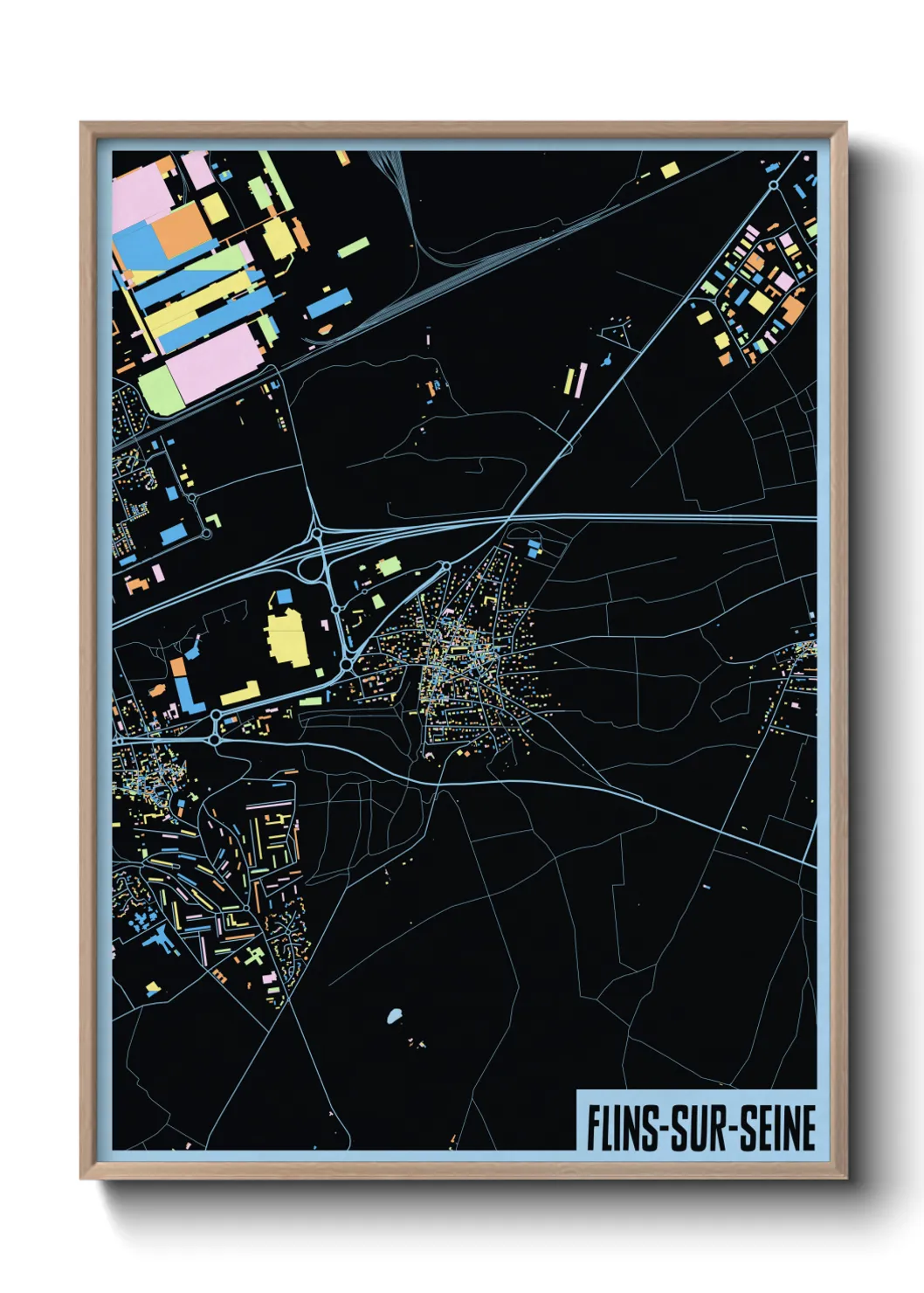 Une affiche de carte sur Flins-sur-Seine