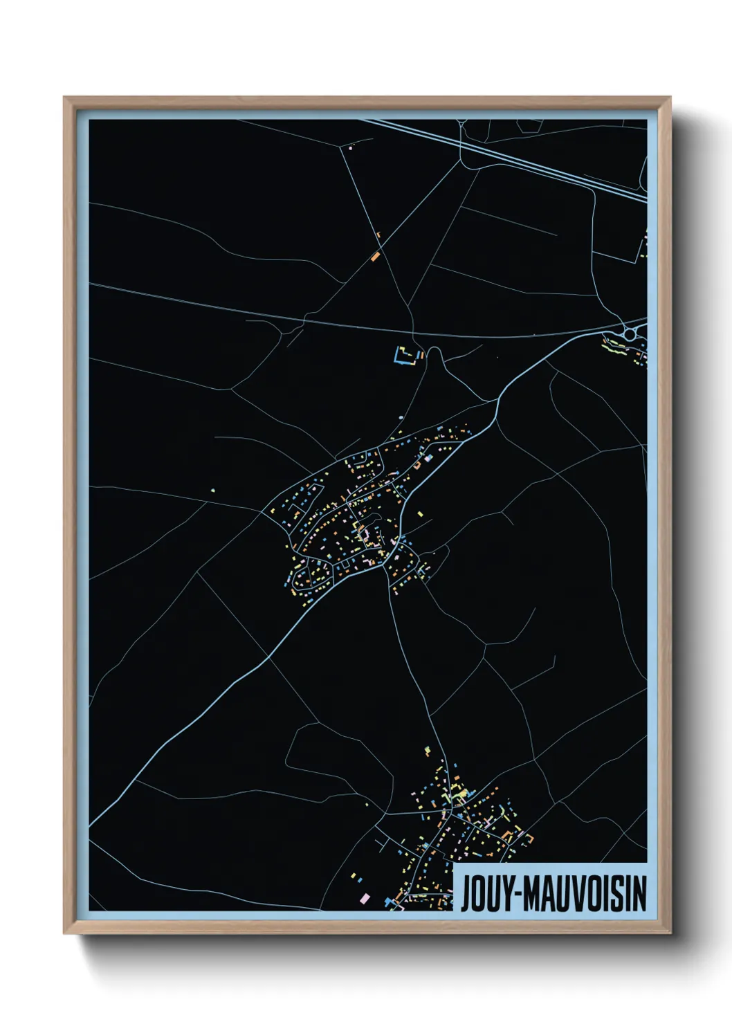 Une affiche de carte sur Jouy-Mauvoisin