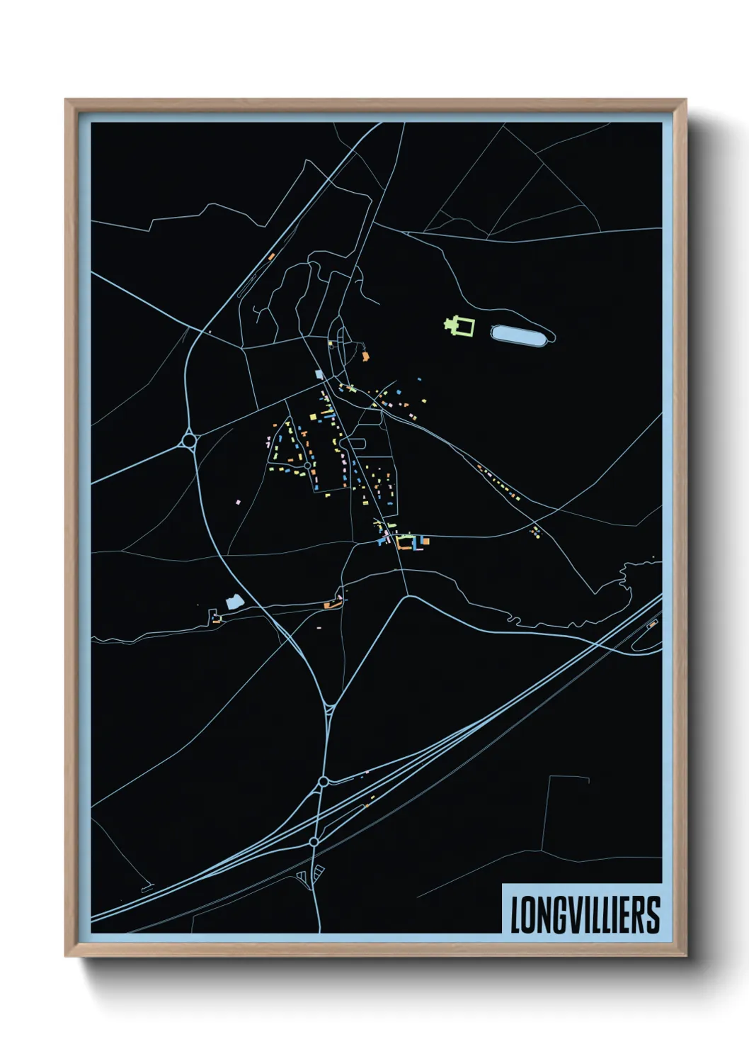 Une affiche de carte sur Longvilliers