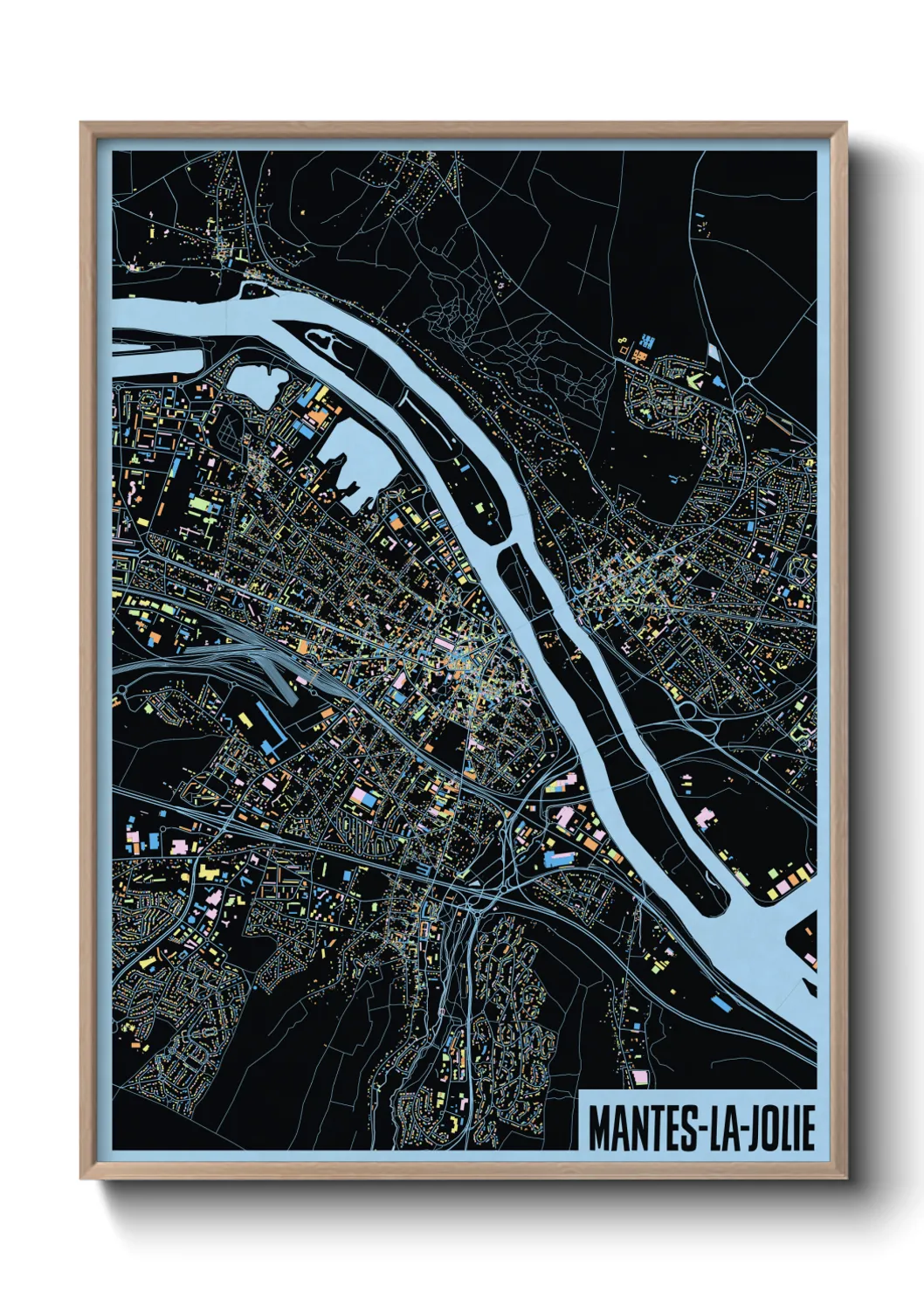 Une affiche de carte sur Mantes-la-Jolie