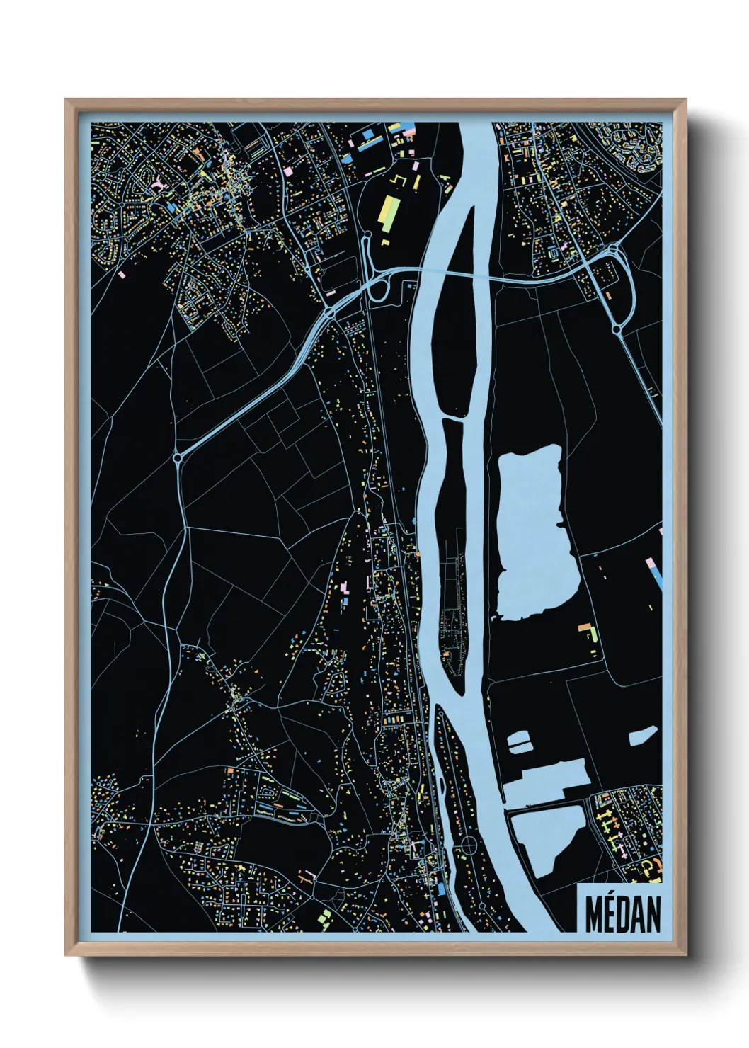 Une affiche de carte sur Médan