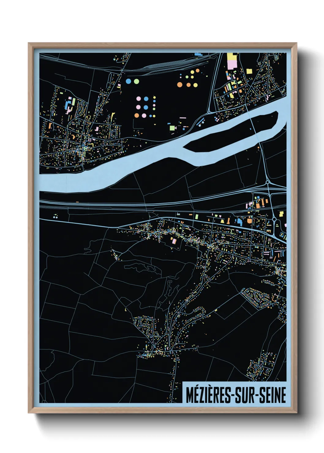 Une affiche de carte sur Mézières-sur-Seine