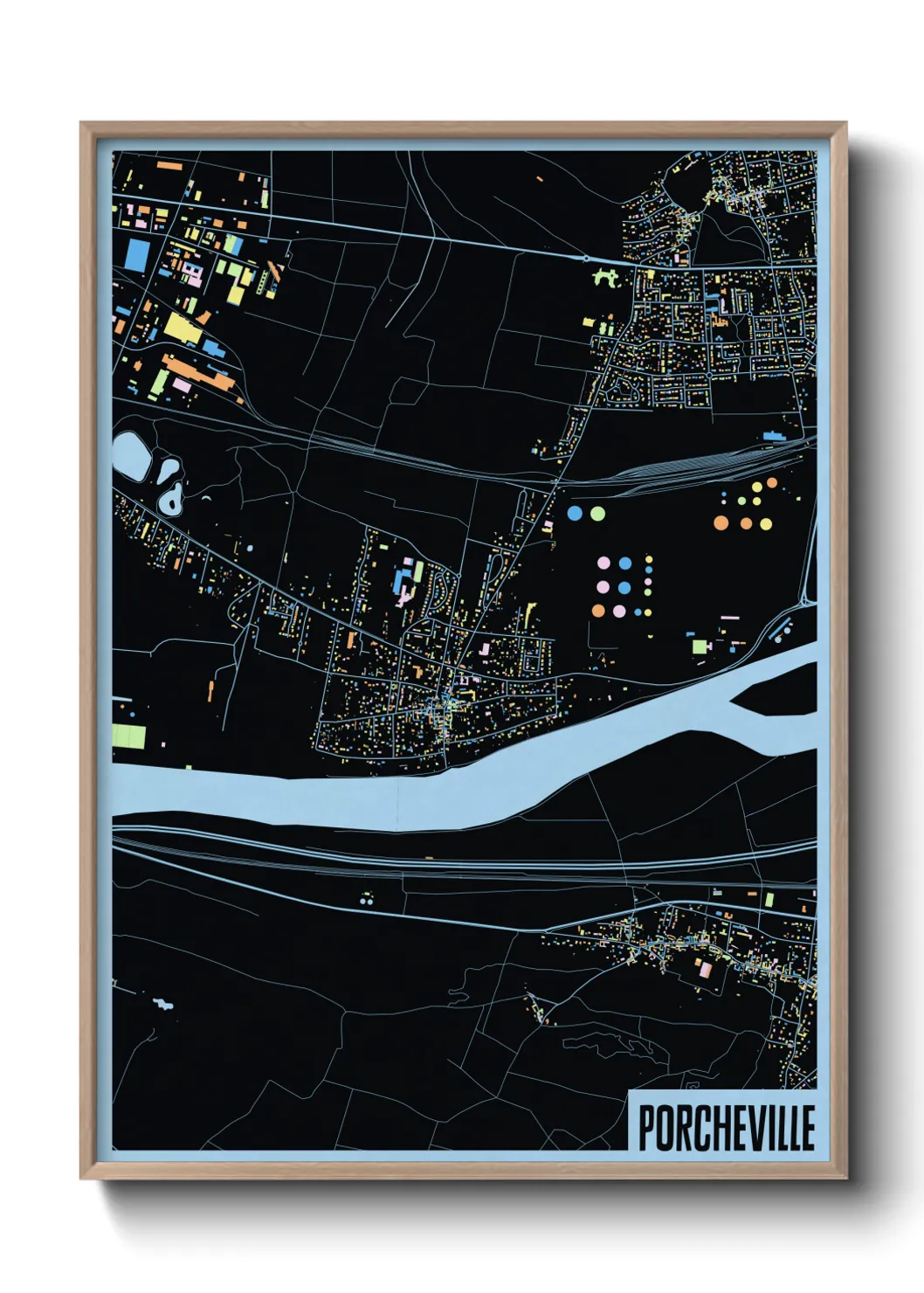 Une affiche de carte sur Porcheville