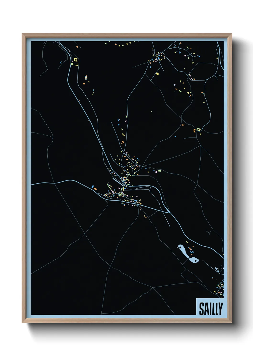 Une affiche de carte sur Sailly