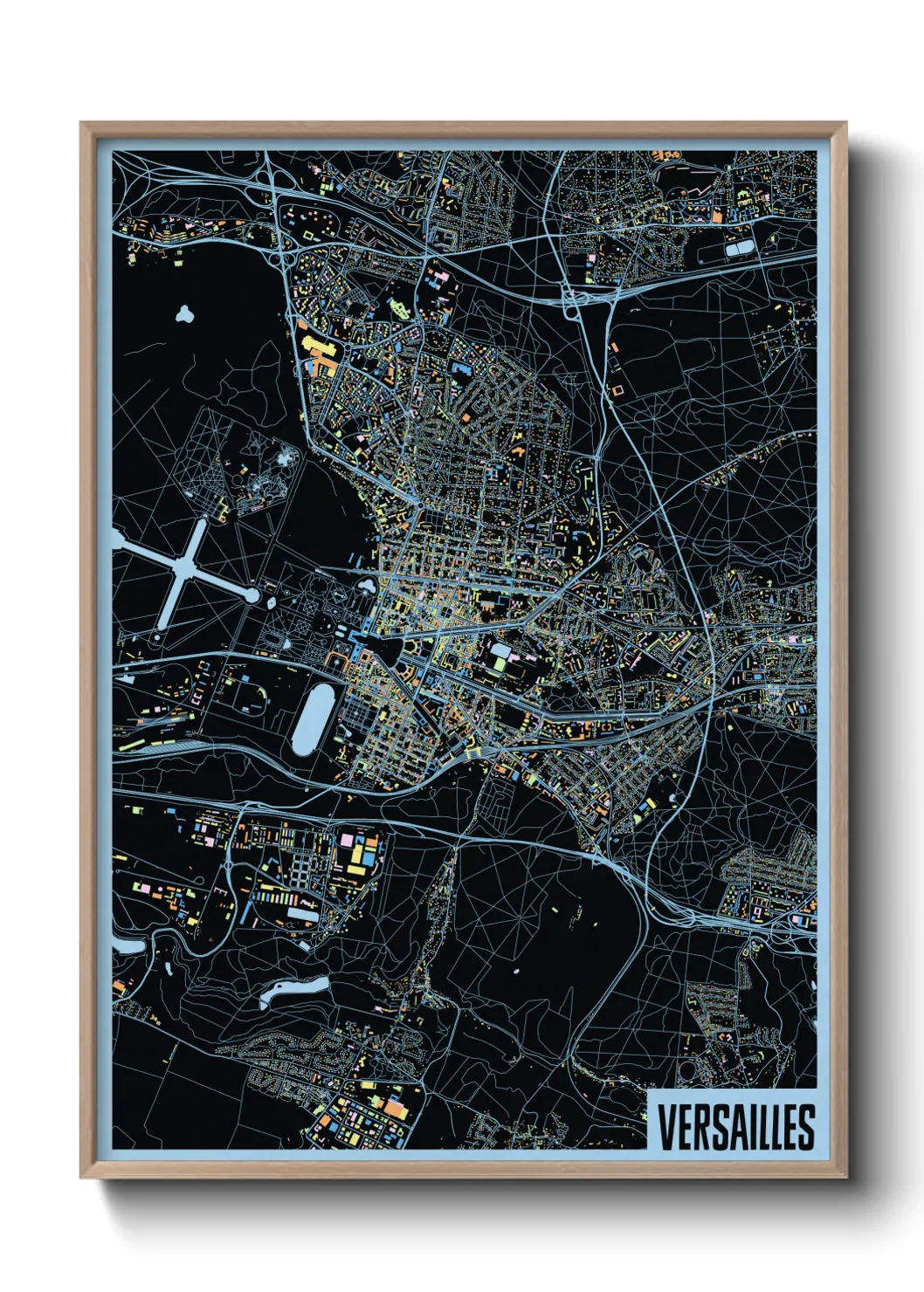 Une affiche de carte sur Versailles