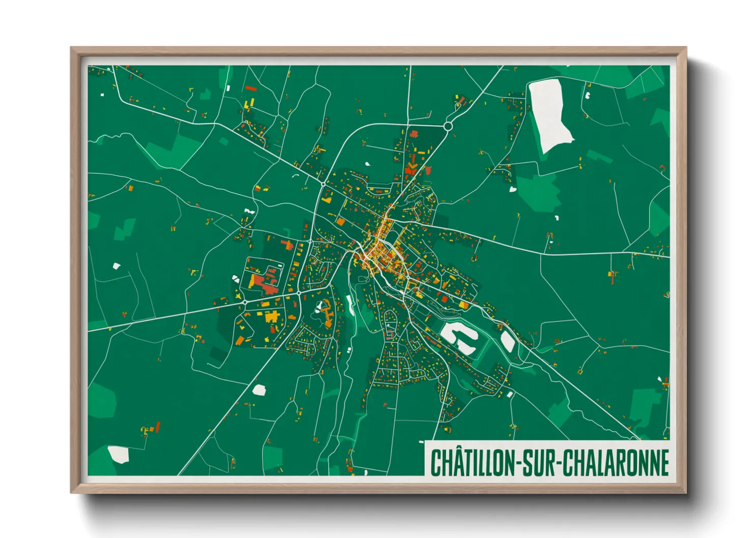 Une affiche de carte sur Châtillon-sur-Chalaronne
