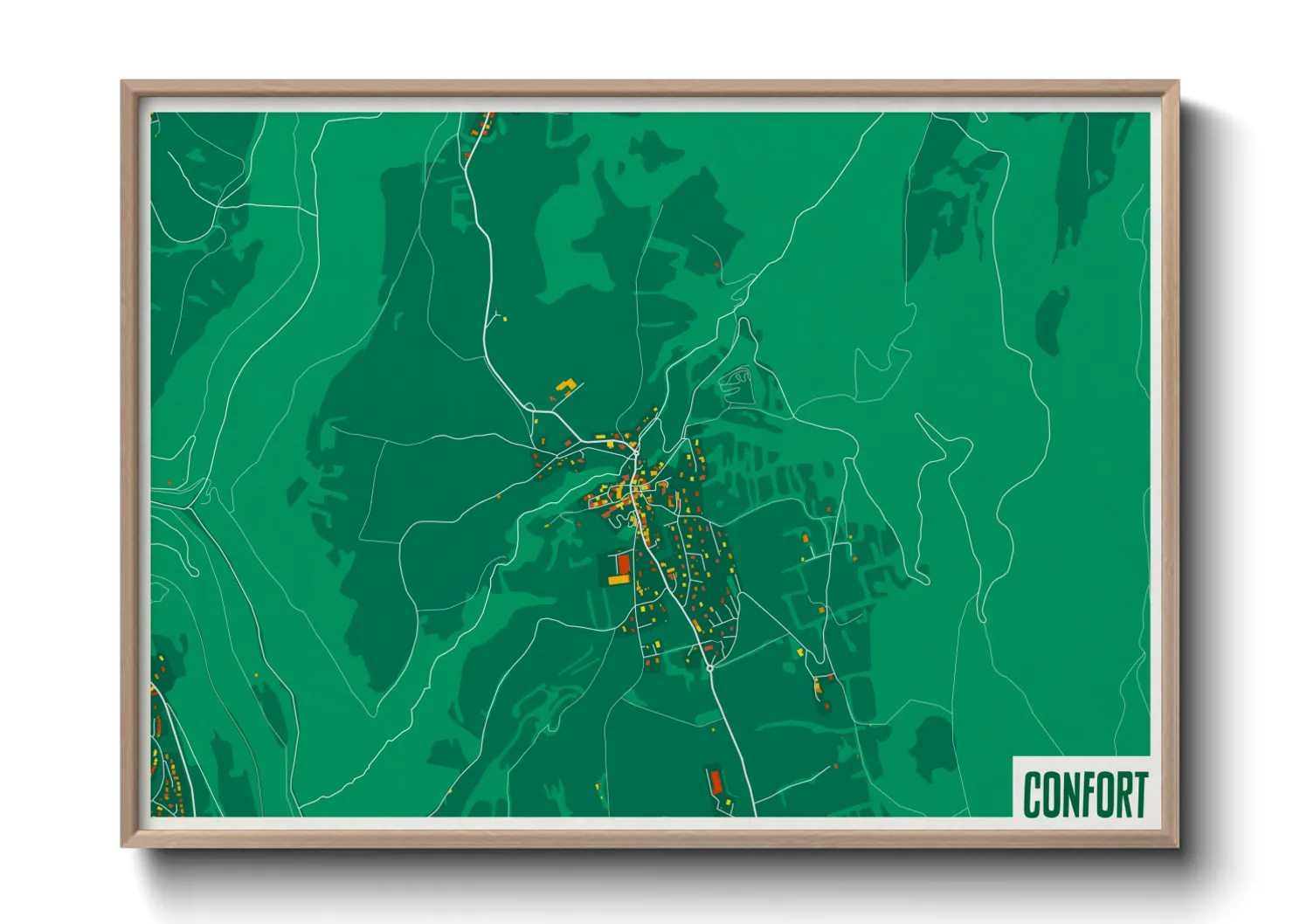 Une affiche de carte sur Confort