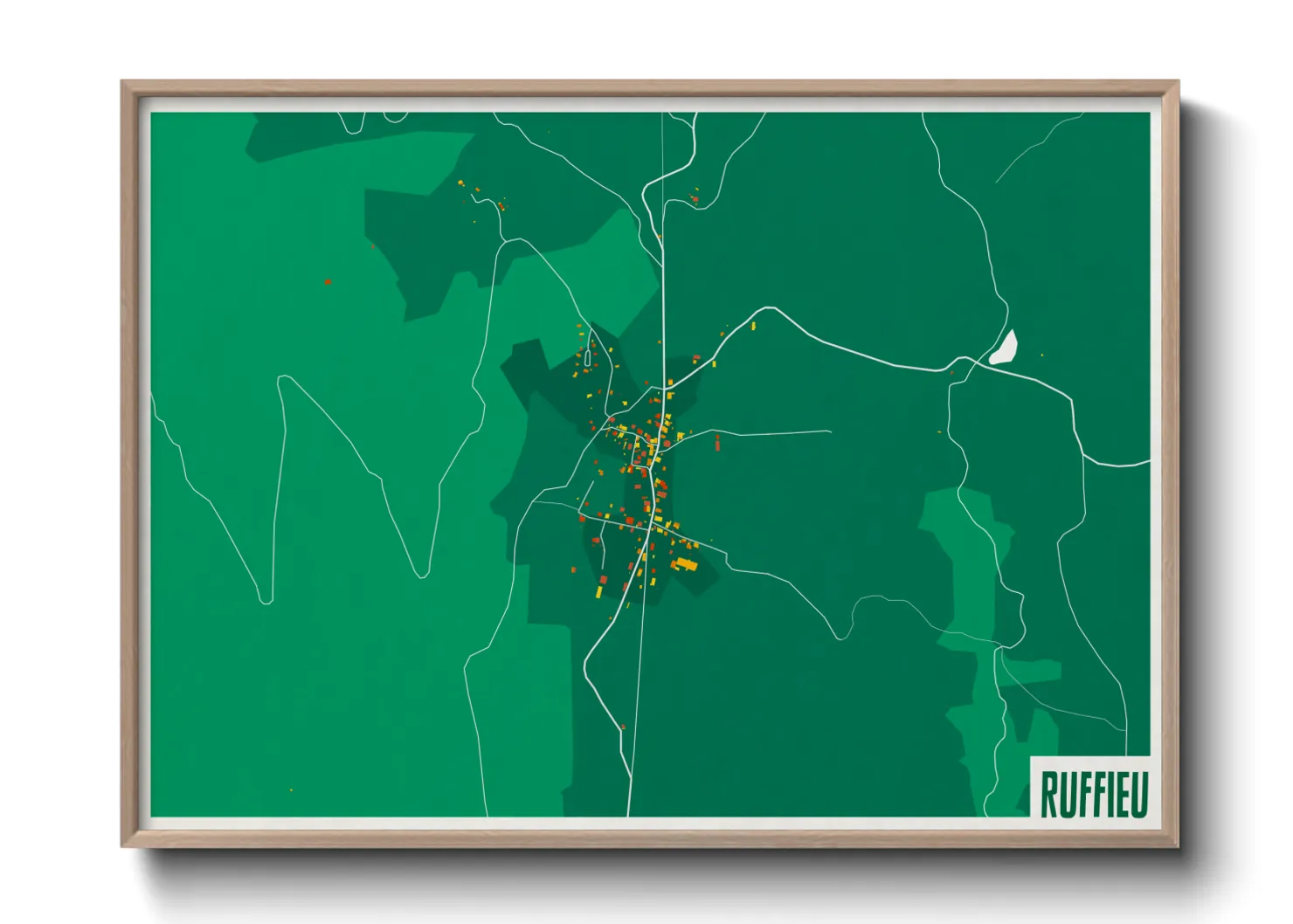 Une affiche de carte sur Ruffieu