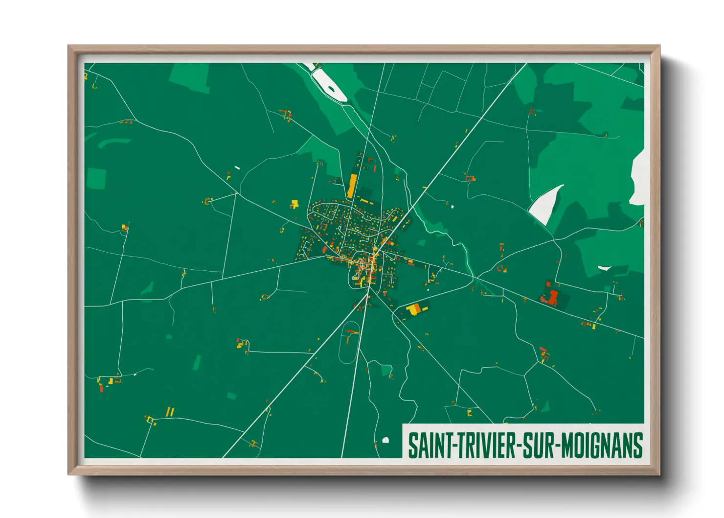 Une affiche de carte sur Saint-Trivier-sur-Moignans