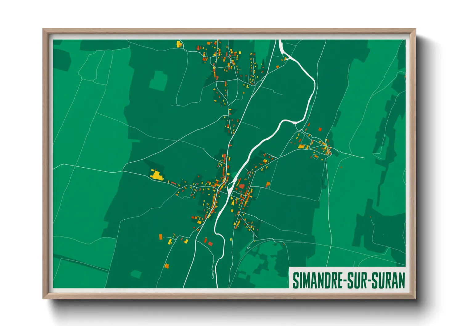Une affiche de carte sur Simandre-sur-Suran
