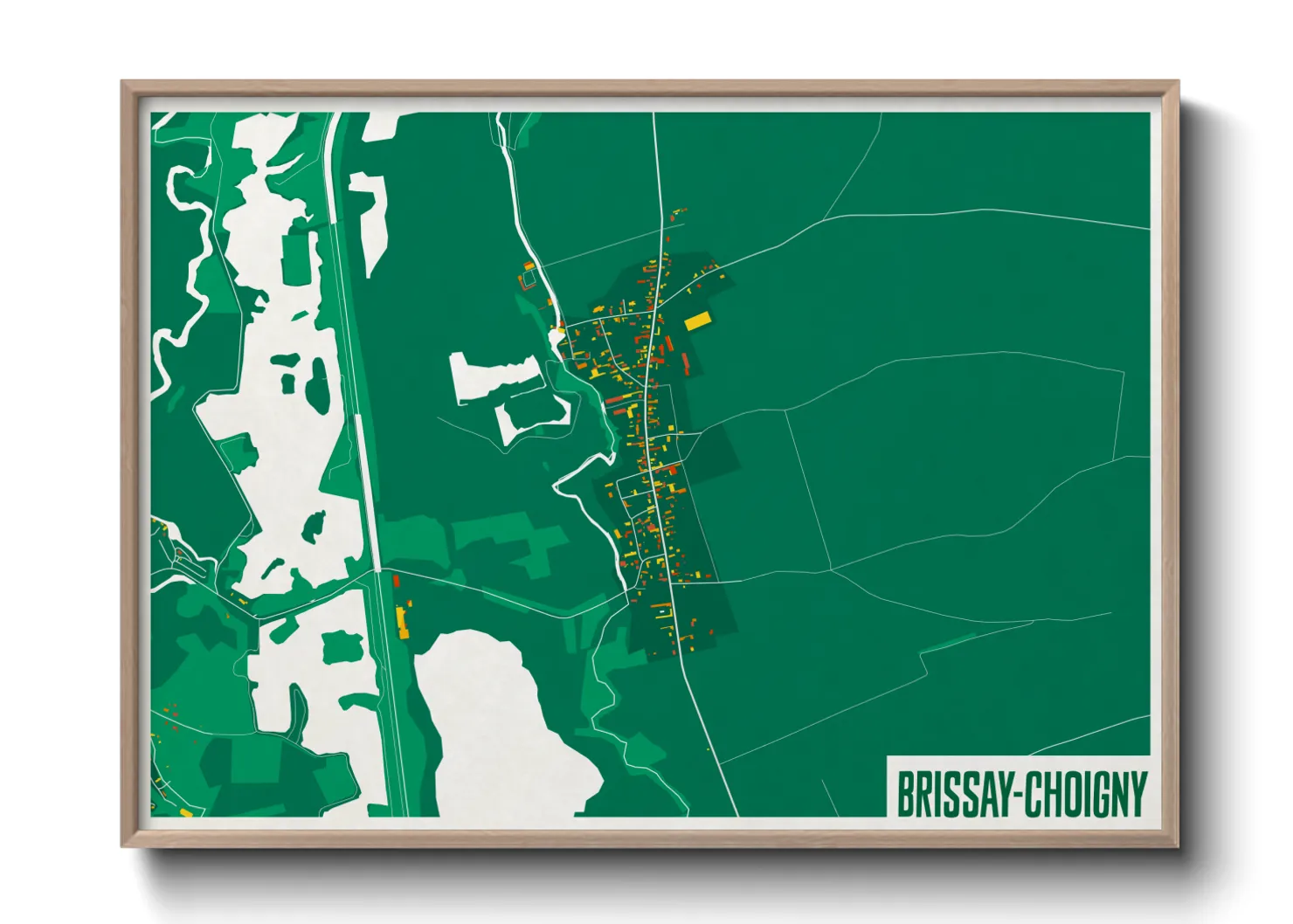 Une affiche de carte sur Brissay-Choigny