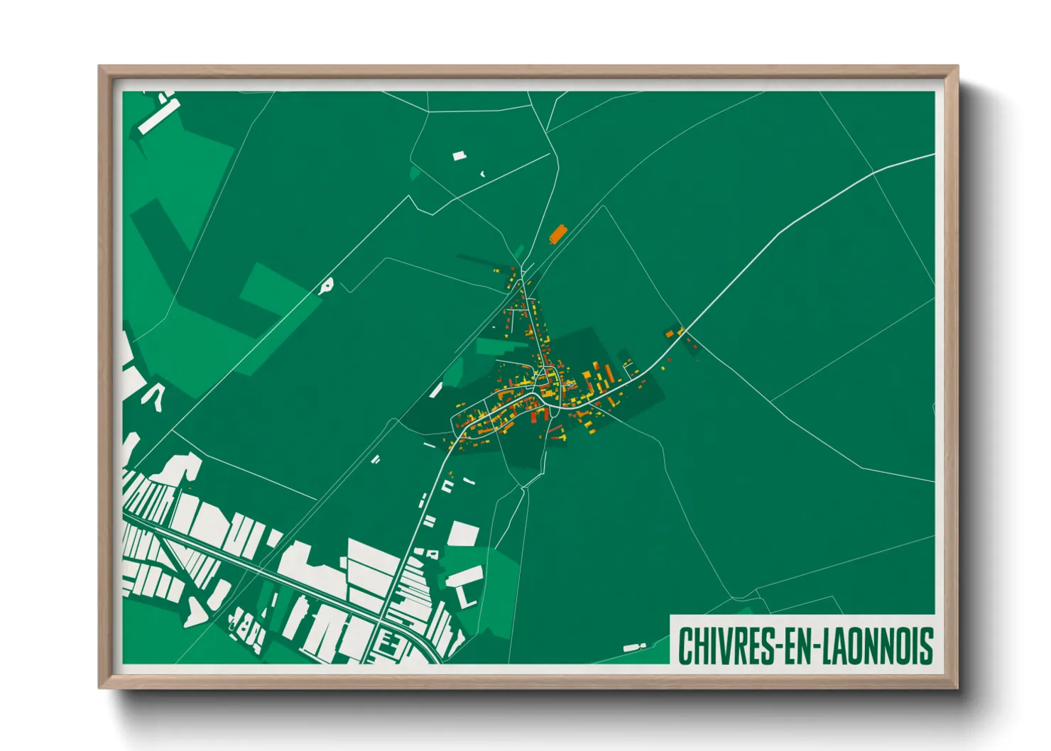 Une affiche de carte sur Chivres-en-Laonnois