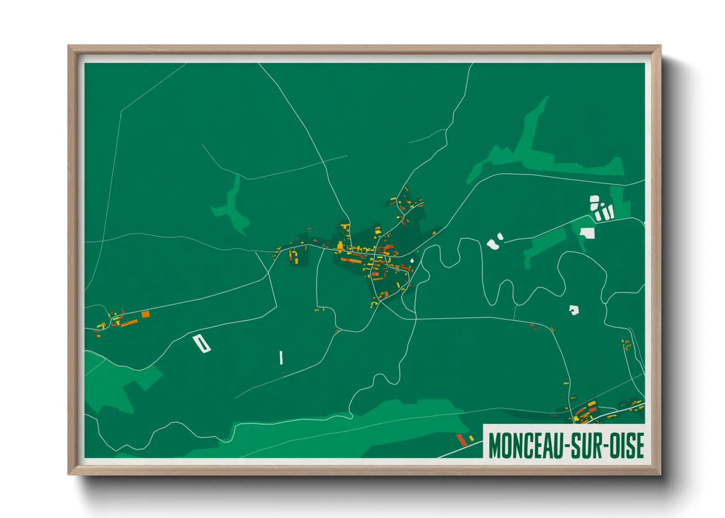 Une affiche de carte sur Monceau-sur-Oise