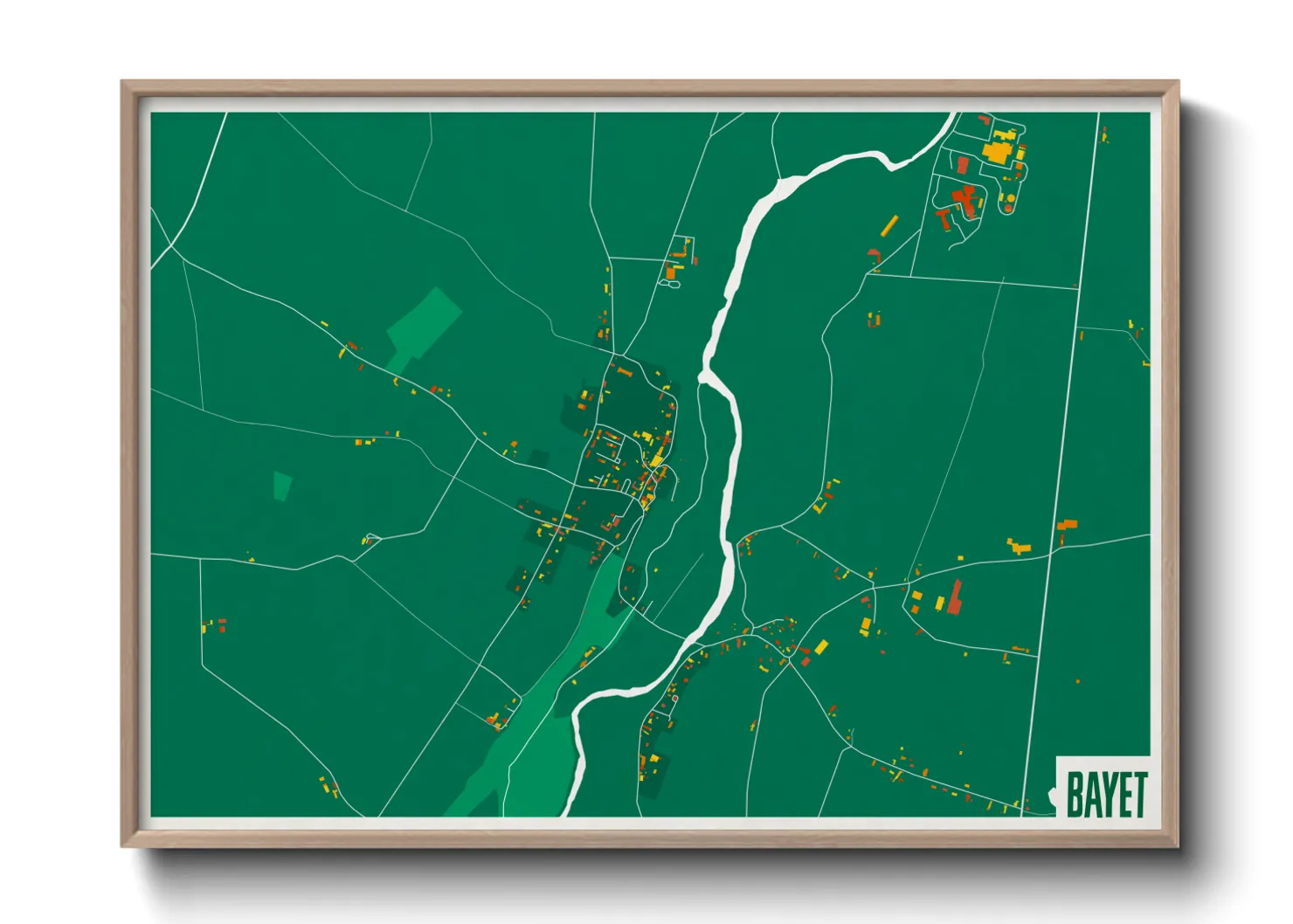 Une affiche de carte sur Bayet