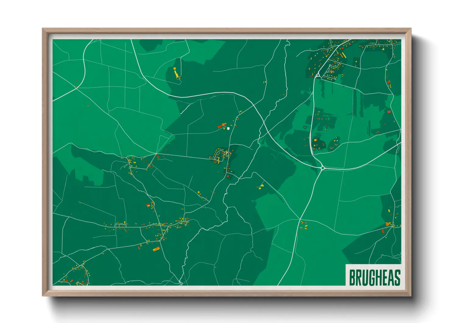 Une affiche de carte sur Brugheas