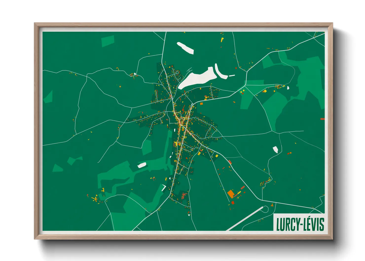 Une affiche de carte sur Lurcy-Lévis