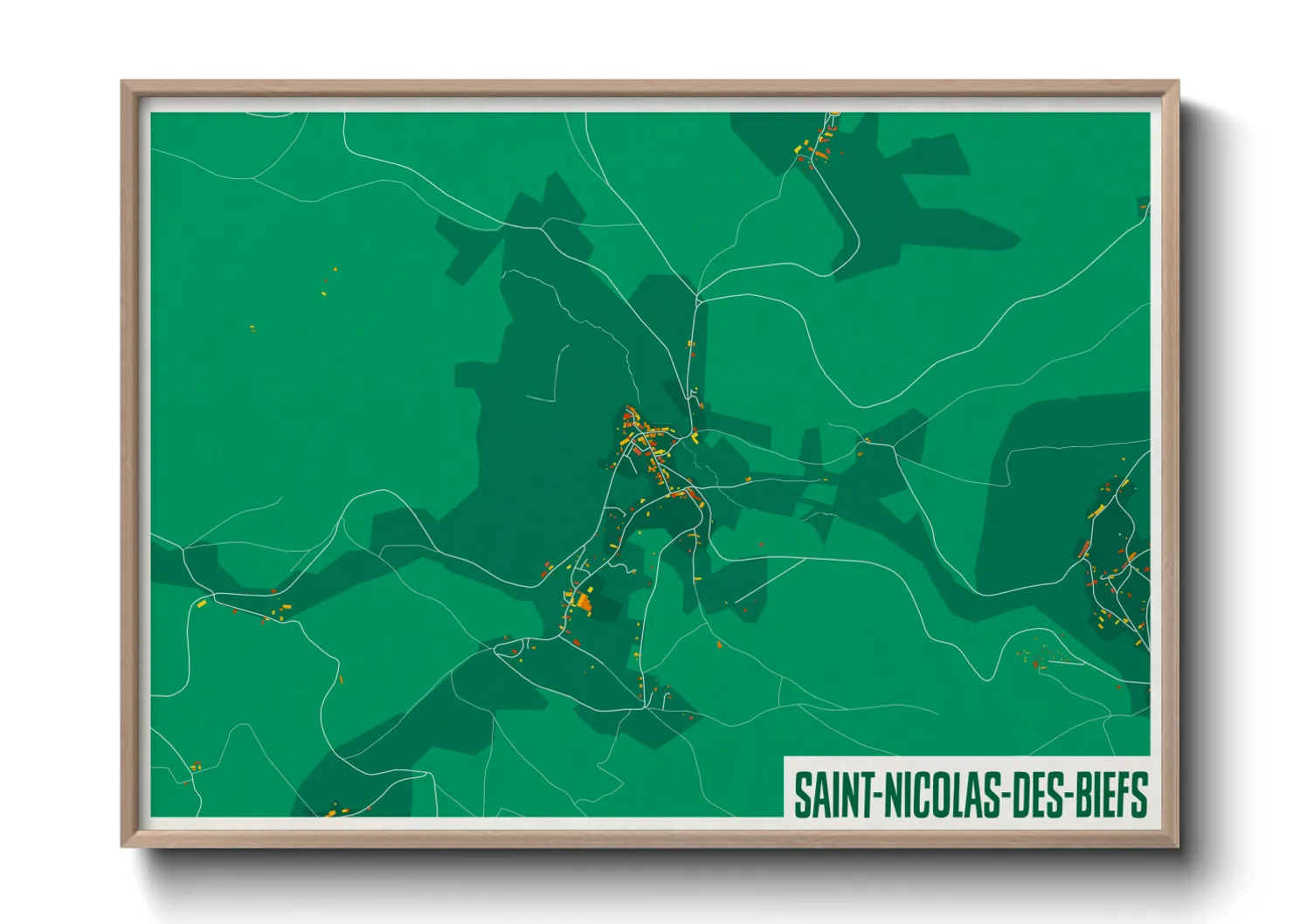 Une affiche de carte sur Saint-Nicolas-des-Biefs