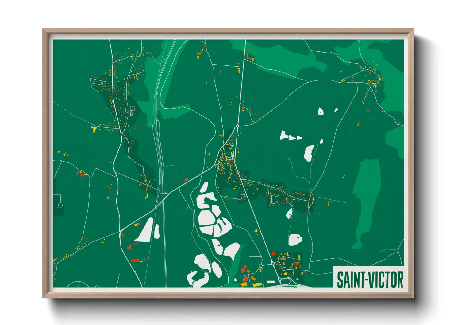Une affiche de carte sur Saint-Victor