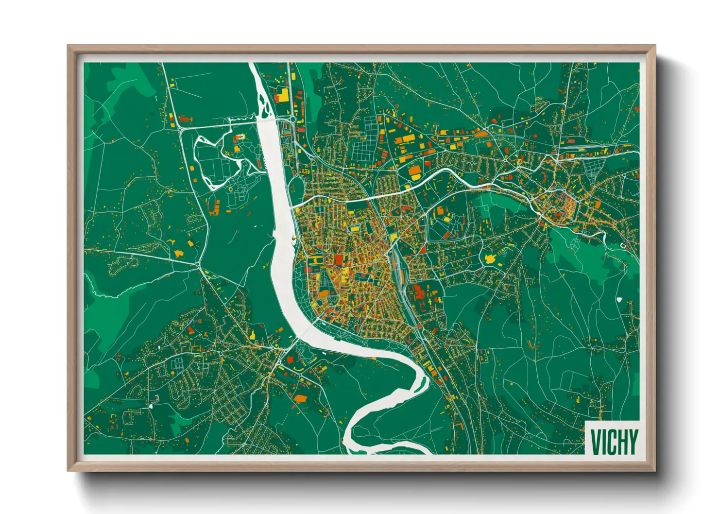 Une affiche de carte sur Vichy