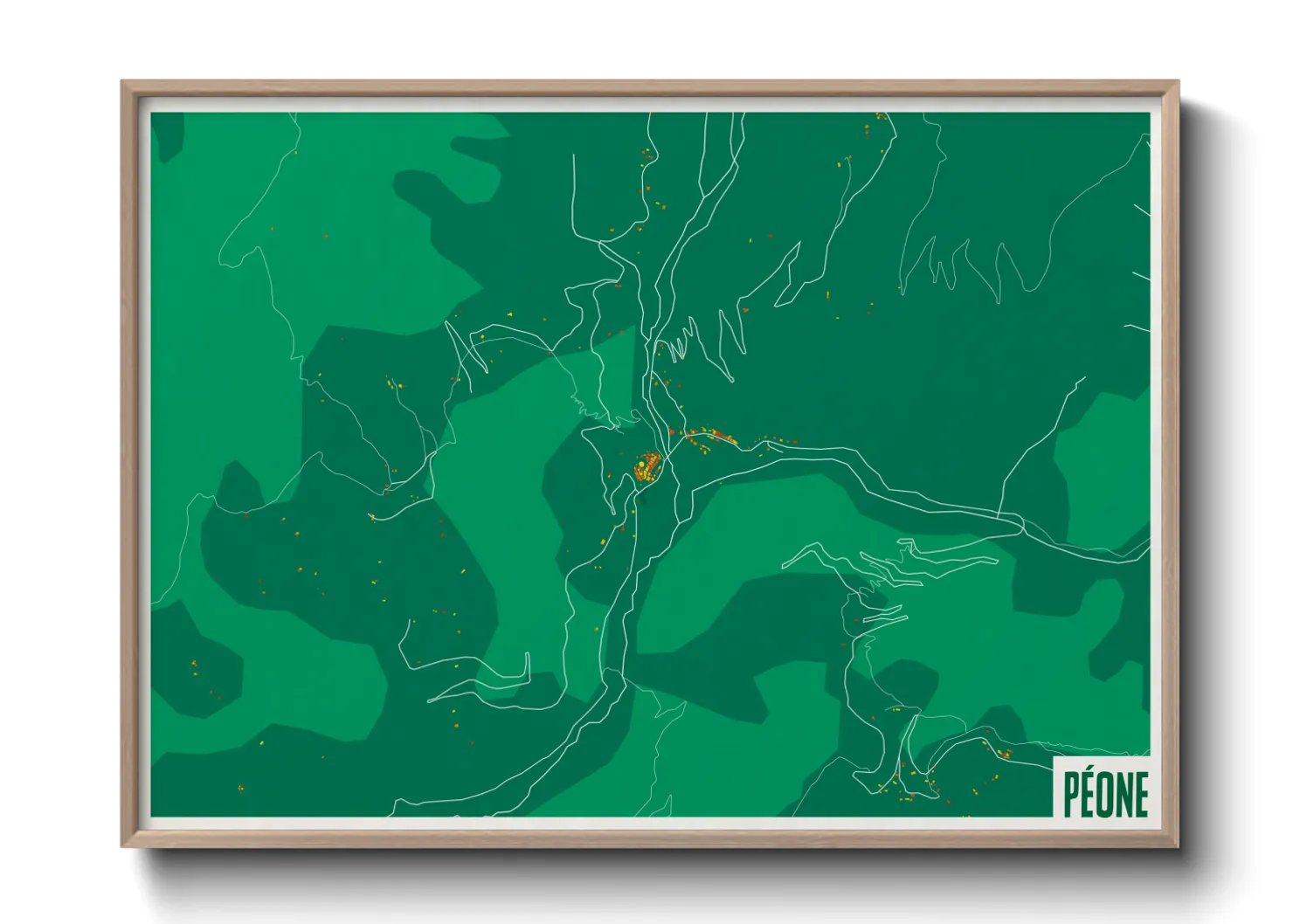 Une affiche de carte sur Péone