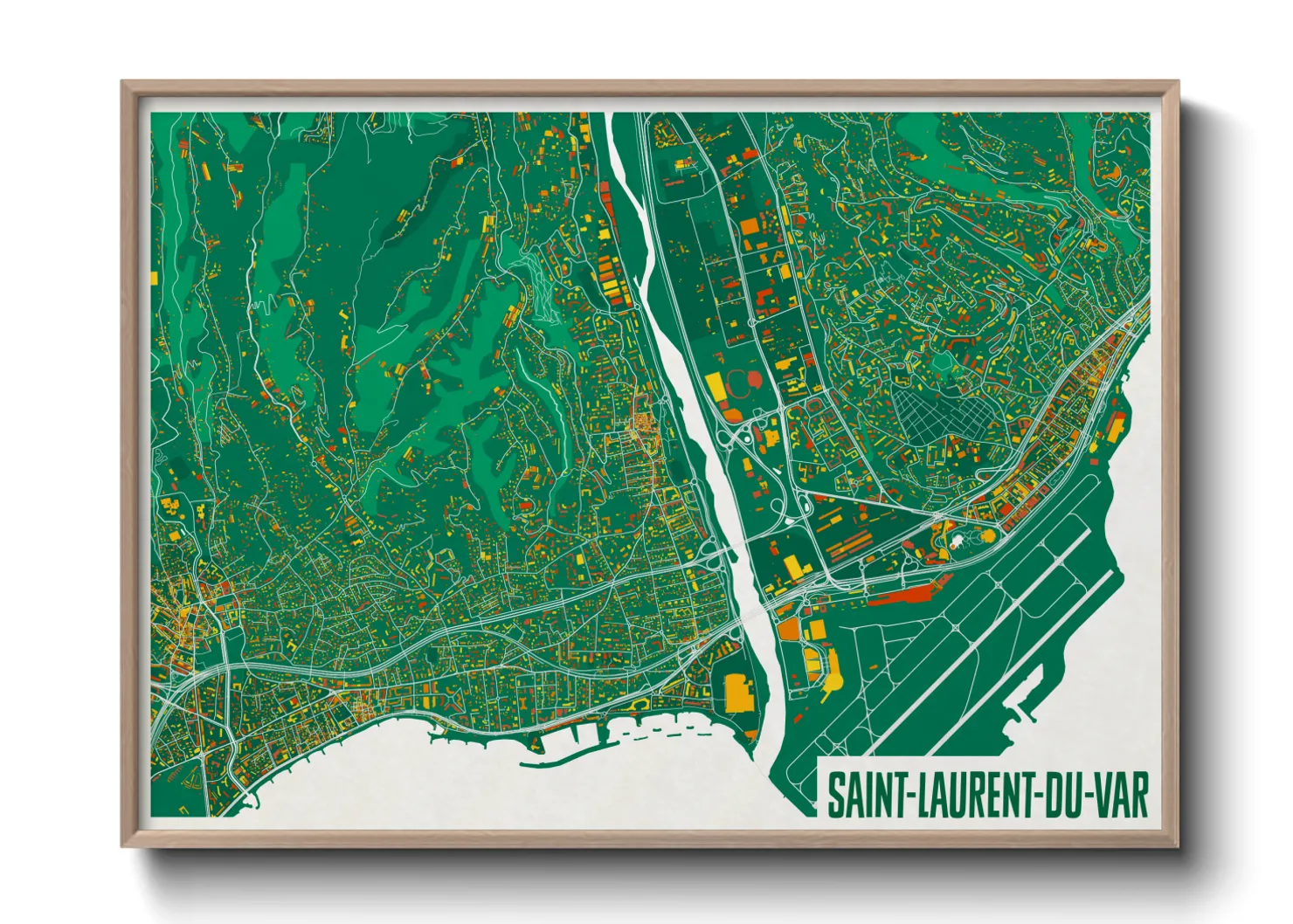 Une affiche de carte sur Saint-Laurent-du-Var