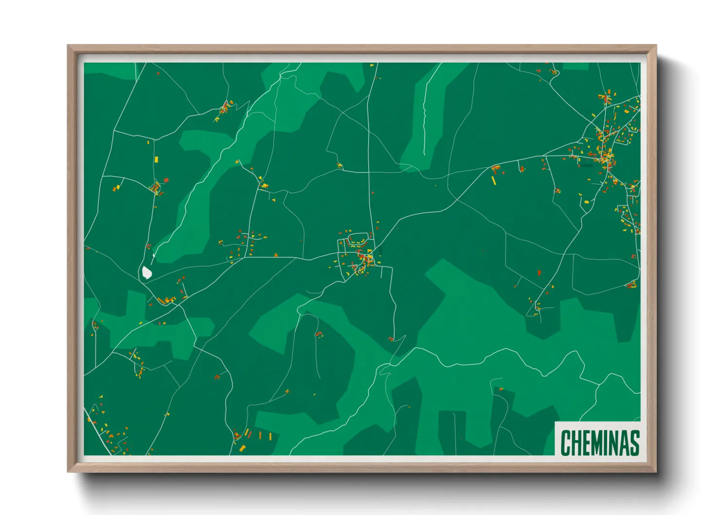 Une affiche de carte sur Cheminas