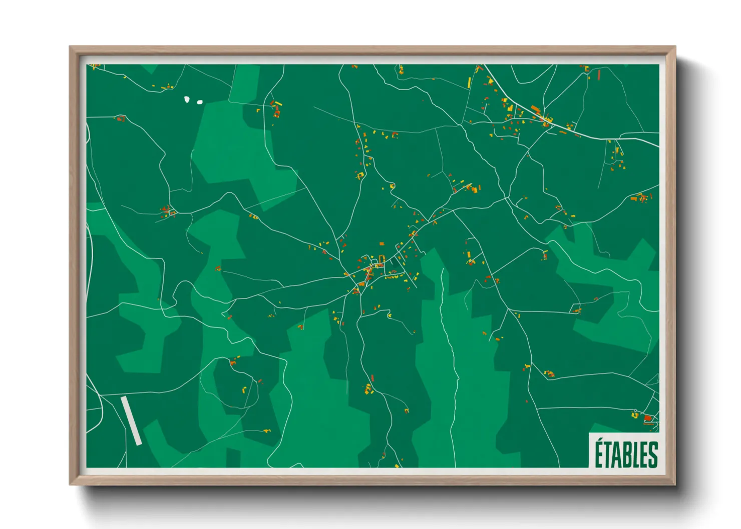 Une affiche de carte sur Étables