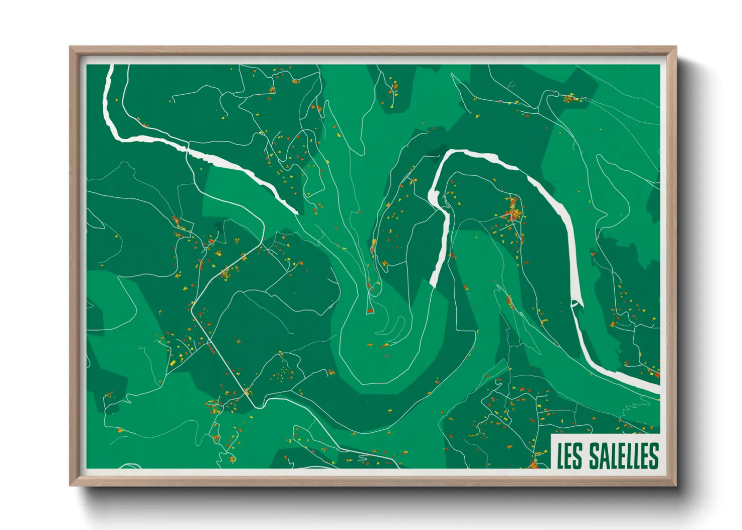 Une affiche de carte sur Les Salelles