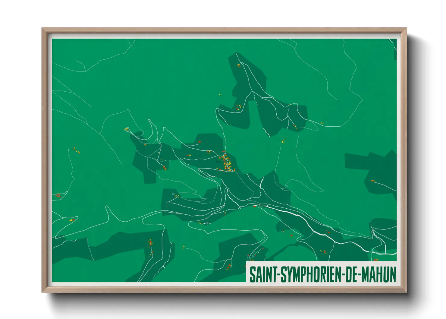 Une affiche de carte sur Saint-Symphorien-de-Mahun