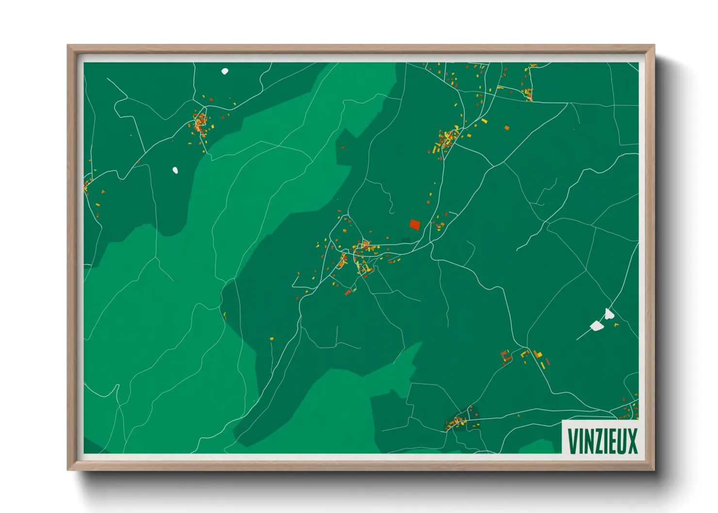 Une affiche de carte sur Vinzieux