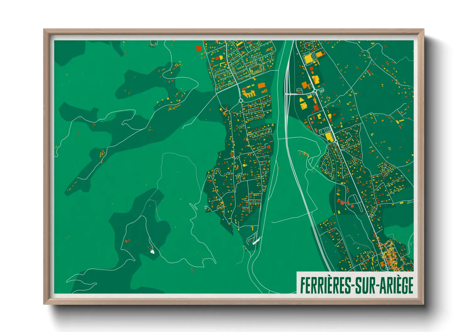 Une affiche de carte sur Ferrières-sur-Ariège