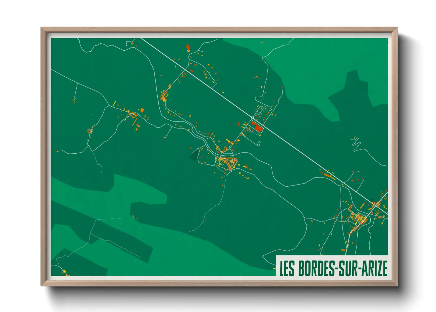 Une affiche de carte sur Les Bordes-sur-Arize
