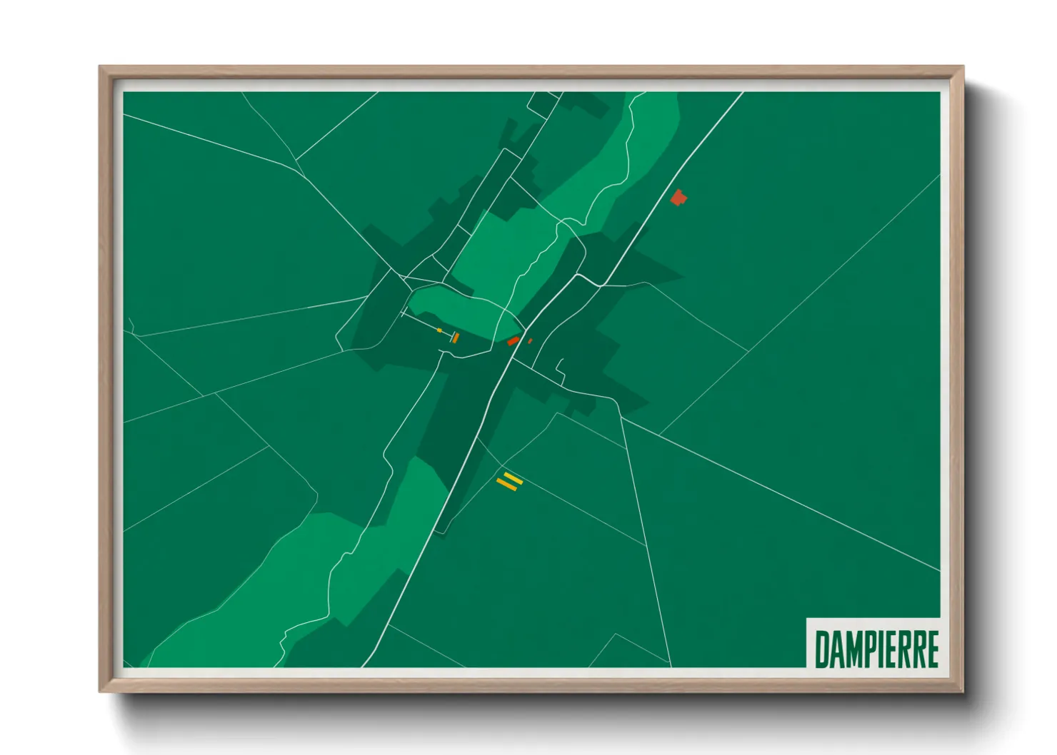 Une affiche de carte sur Dampierre